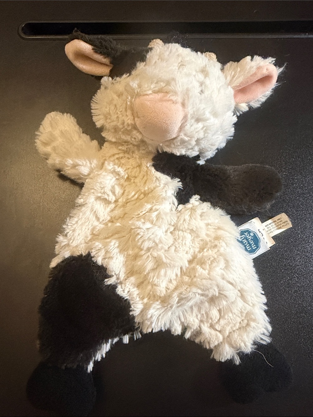 Plush Cream and Black Lamb Comforter - Soft Cuddle Toy